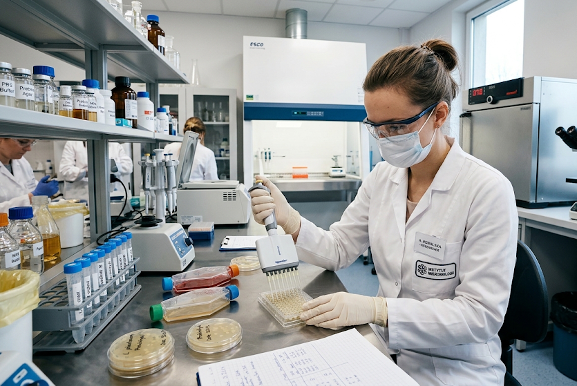 Pracownik w laboratorium nad testowaniem produktu